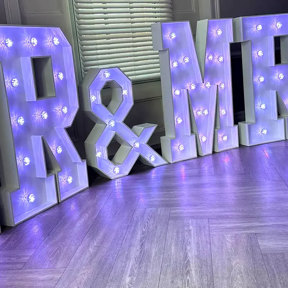 led light up letters hire for wedding